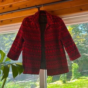 Alfred Dunner Red and Black Geometric Blazer